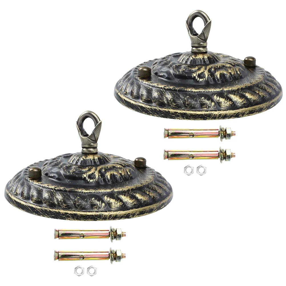 2 Pcs Chandelier Hanging Board Ceiling Light Parts Pendant Canopy with Hook The Base Is Iron Plate