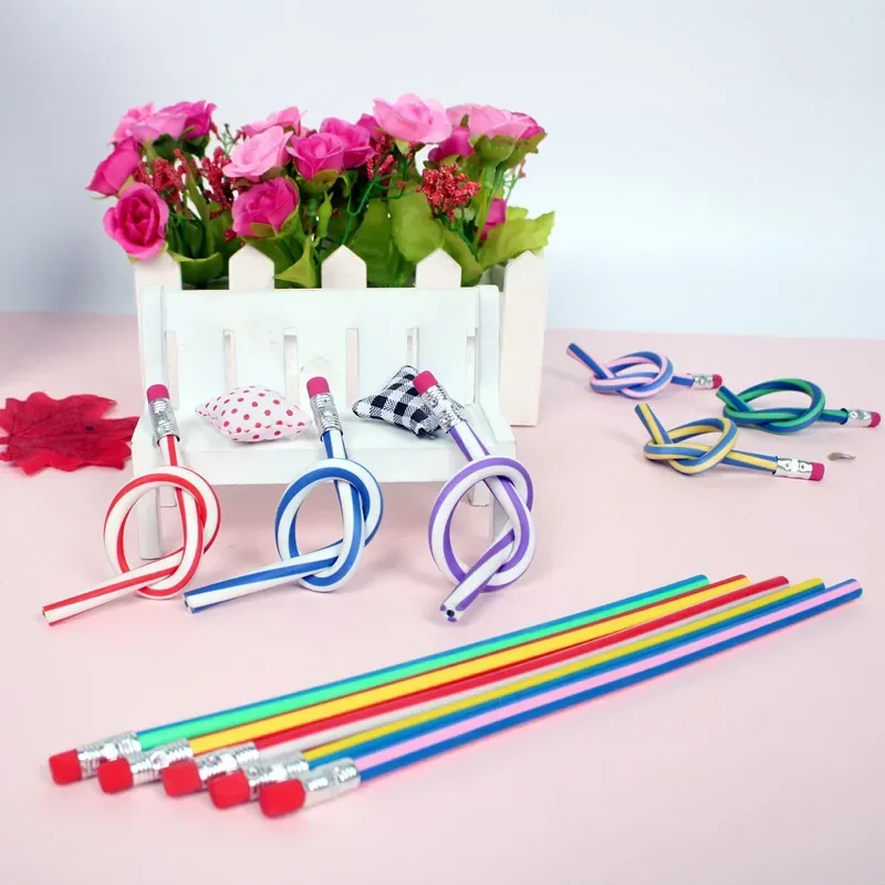 10/50Pc Colorful Flexible Bend Painting Pencils with Eraser for Kids Birthday gifts Party Favors Back To School Prize Goodie Bag