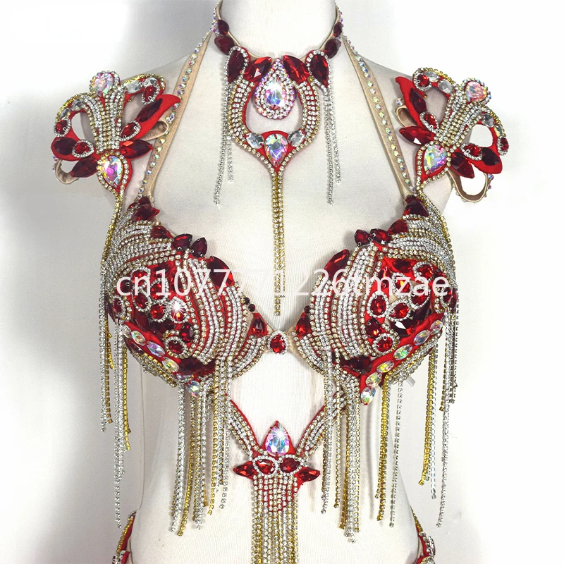 Bra Belt Skirt Arm Necklace 5 Pieces Oriental Dance Costume Belly Dance Costume