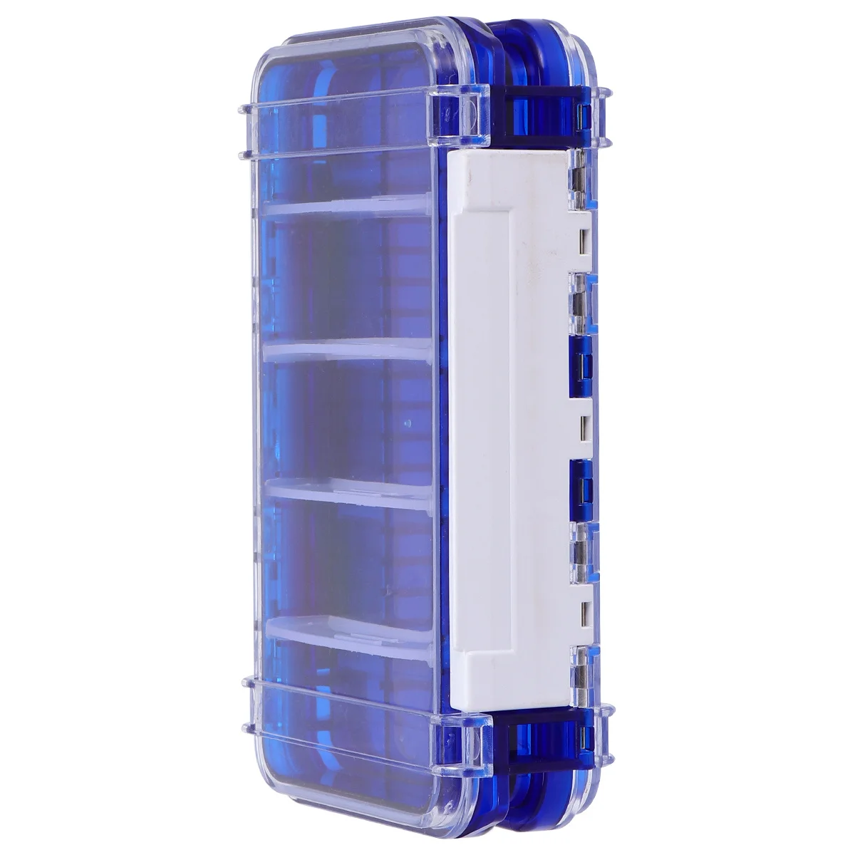

Waterproof Double-Layer Fishing Lure Box Blue Portable Handle Adjustable Compartment for Hooks Bait Outdoor Fishing Tackle