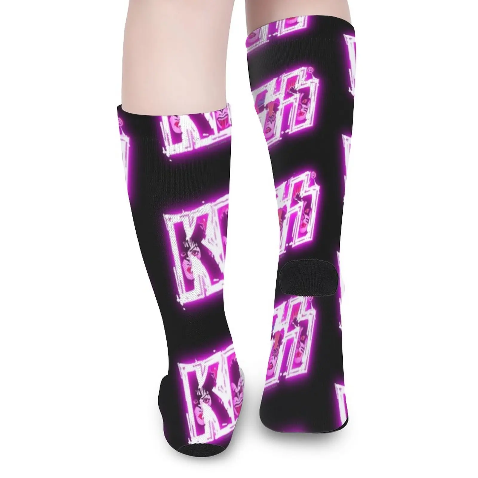 Beijo? Rock and Roll Over Scratch Music Band, Rosa Compressão Meias, Rugby Meias