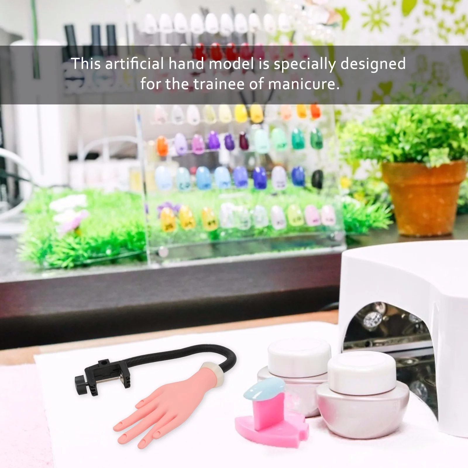 

1pc Manicure Hand Bendable Artificial Hand For Nail Art Practice End Light Brown Manicure Training Tool Nail Beauty
