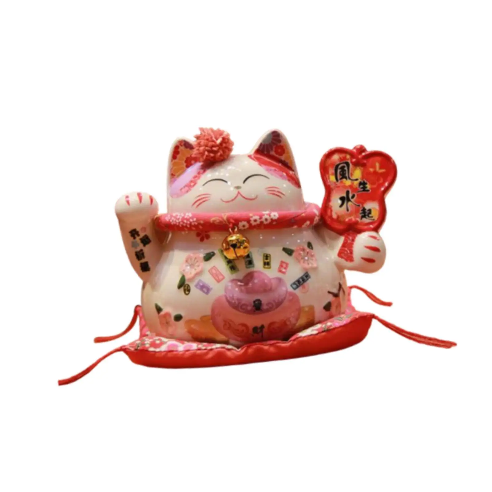 Lucky Cat Piggy Bank Decorative Sculpture Cute Toy Collection Money Container for Office Birthday Desktop Living Room Decoration