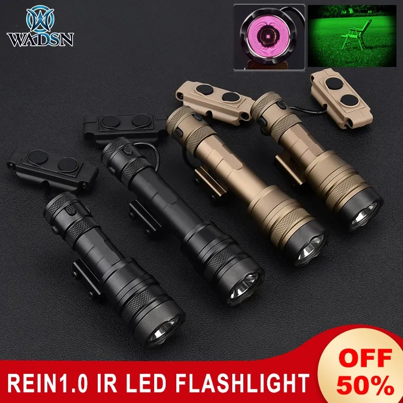 

WADSN Metal REIN 1.0 Mic Flashlight 850nm IR Led Tactical Weapon Scout Light Airsoft Hunting Lamp Fit Picatinny Momentary