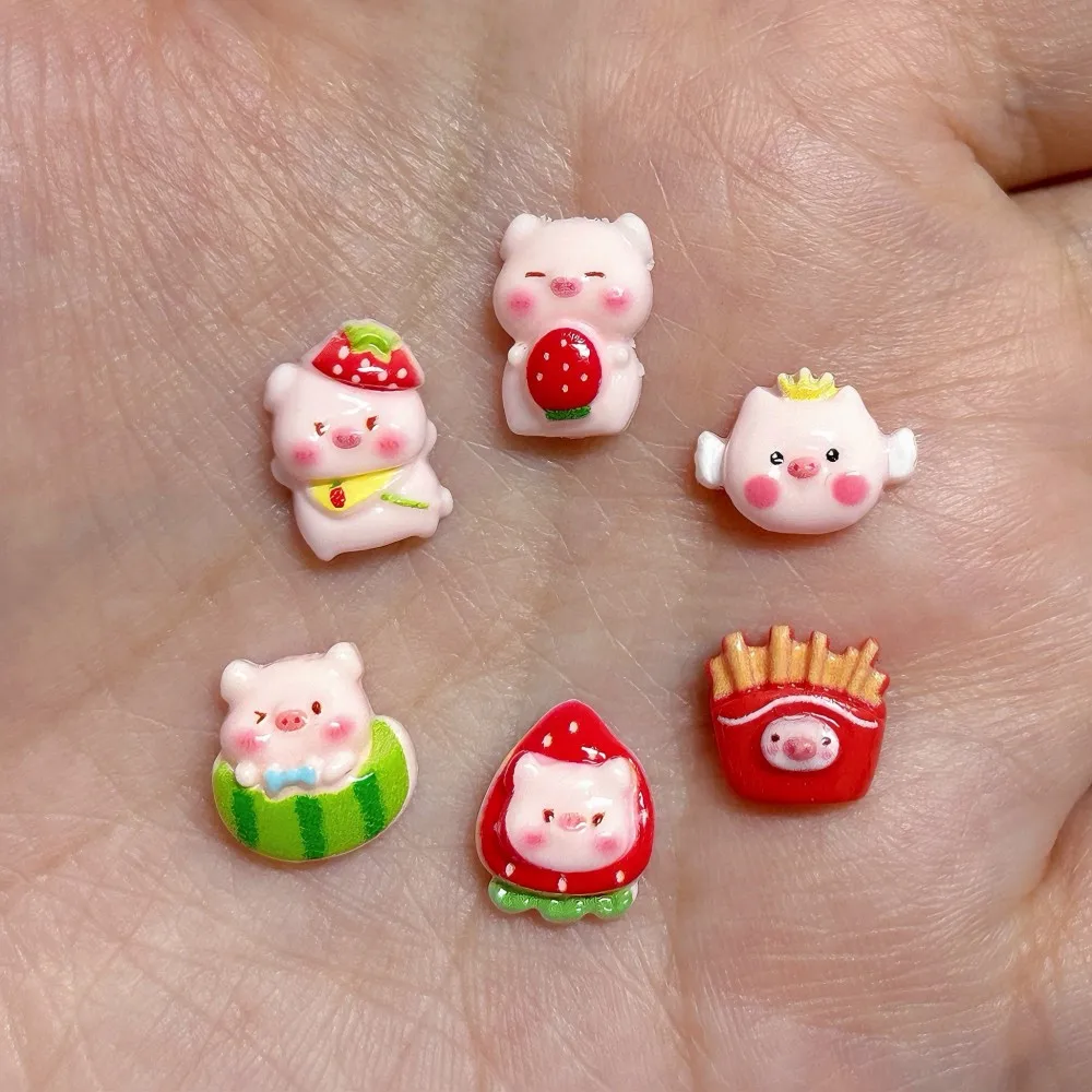 50 stuks hars schattig aardbei varken nail art handgemaakte slijtage nagel haarspeld koelkast telefoon geval nail art diy decoratie accessoires