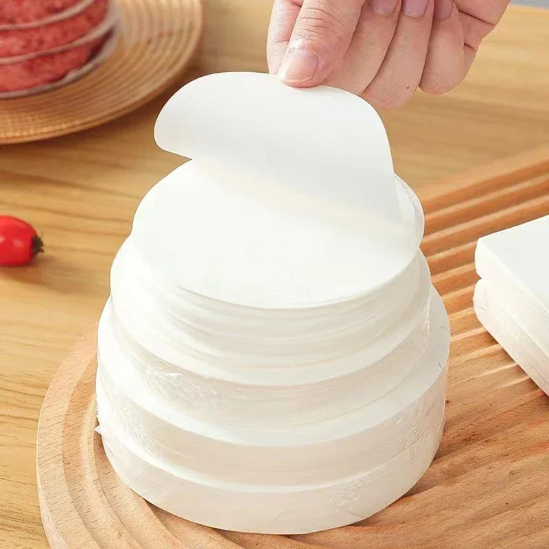 100Pcs Non Stick Parchment Papers Disposable Round Sheets Hamburger Patty Paper Candy Wrappers White Wax Paper Sheets