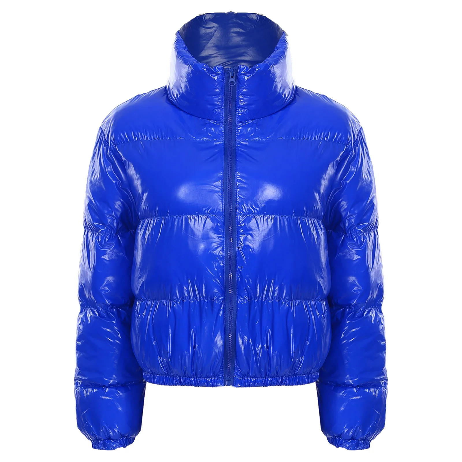 Women High-waist Stand Quilted Jacket Female Solid Short Jacket Winter Thick Warm Cotton Down Jacket Coats Crop Tops Streetwear