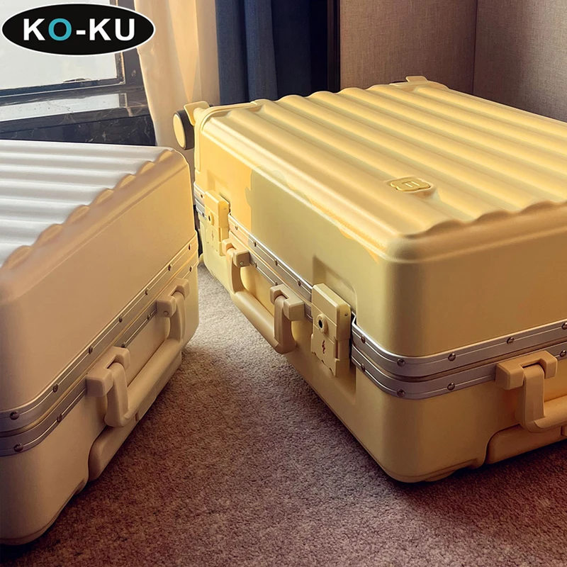 KO-KU High-end Quality Aluminium Frame Luggage Female 20Inch Boarding Box Aluminium Alloy Trolley Travel Password Box 22/24/26