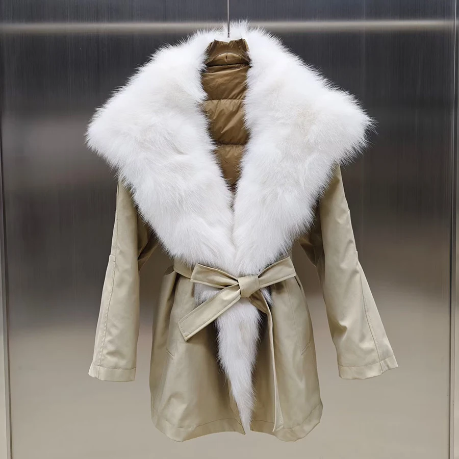 Donsjack voor dames met vossenbontkraag Winterwarme donsjassen van echt bont Bestverkopende stijlen Korte donsjas