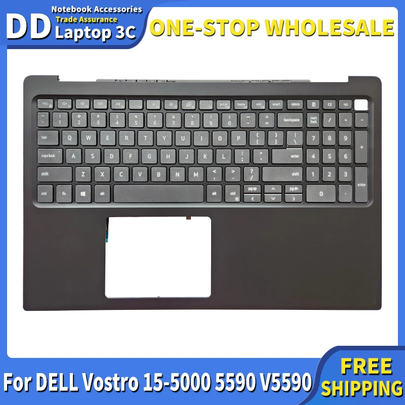 لوحة مفاتيح للكمبيوتر المحمول مع إضاءة خلفية ، حافظة علوية ، غطاء Palmrest ، Dell Vostro 15-5000 5590 V5590 0XNR1R ، US and LA ، ملحقات جديدة