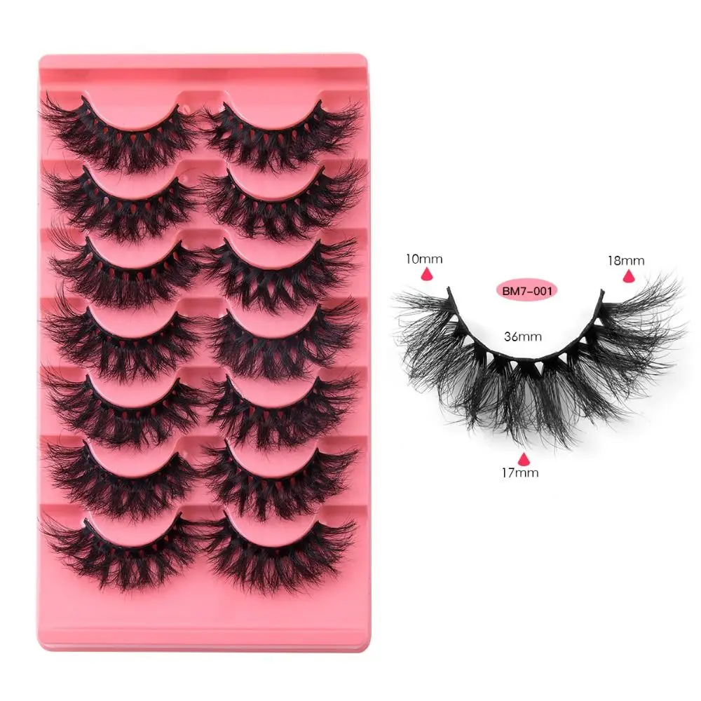 7 Pairs/box 3D Fluffy Fake Mink Hair Eyelashes Natural Thick False Eyelashes Exaggerated Dramatic Makeup Tool Women