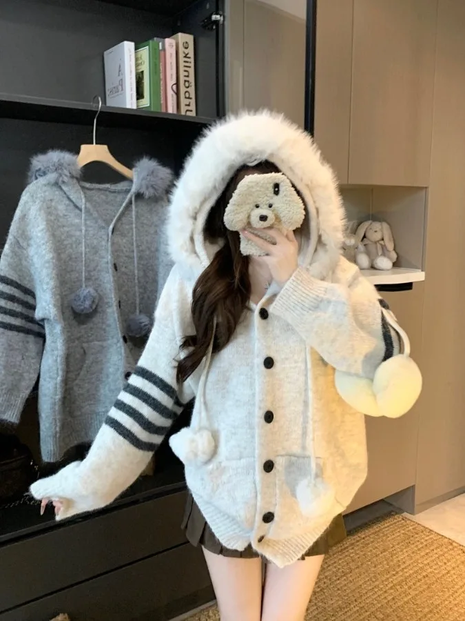 

plus Size Lazy Sle Hoodie Women's Knitwear Outerwear Autumn New Loose Versatile Sweater Top High Waist Wool Blend Long Sve