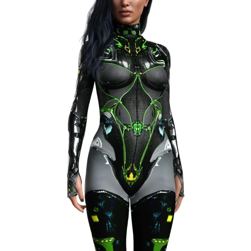 

Cyber Cat Machinery Cosplay Catsuit Robot Long Sleeve Zentai Suit Halloween Theme Party Role Playing Jumpsuit for Adult Women