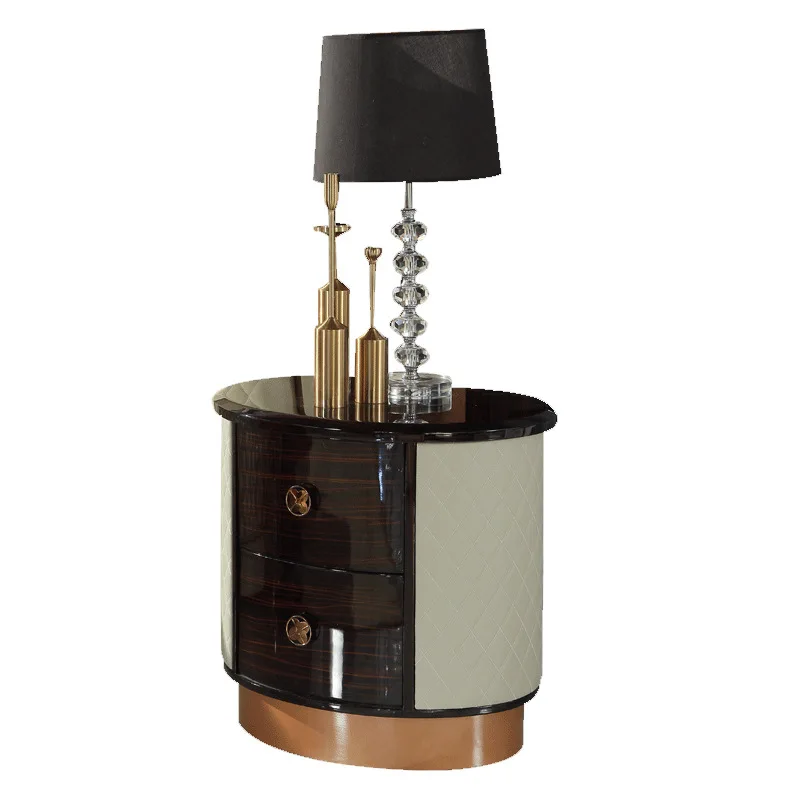 

Italian, postmodern, light luxury, bedside table, black, stainless steel, paint