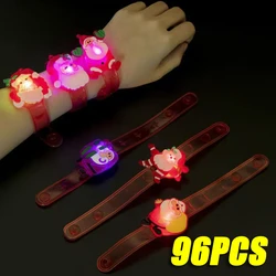 96PCS Christmas Light Up Bracelet LED Flashing Santa Skull Bat Pumpkin Watch Children's Gift Party Decoration