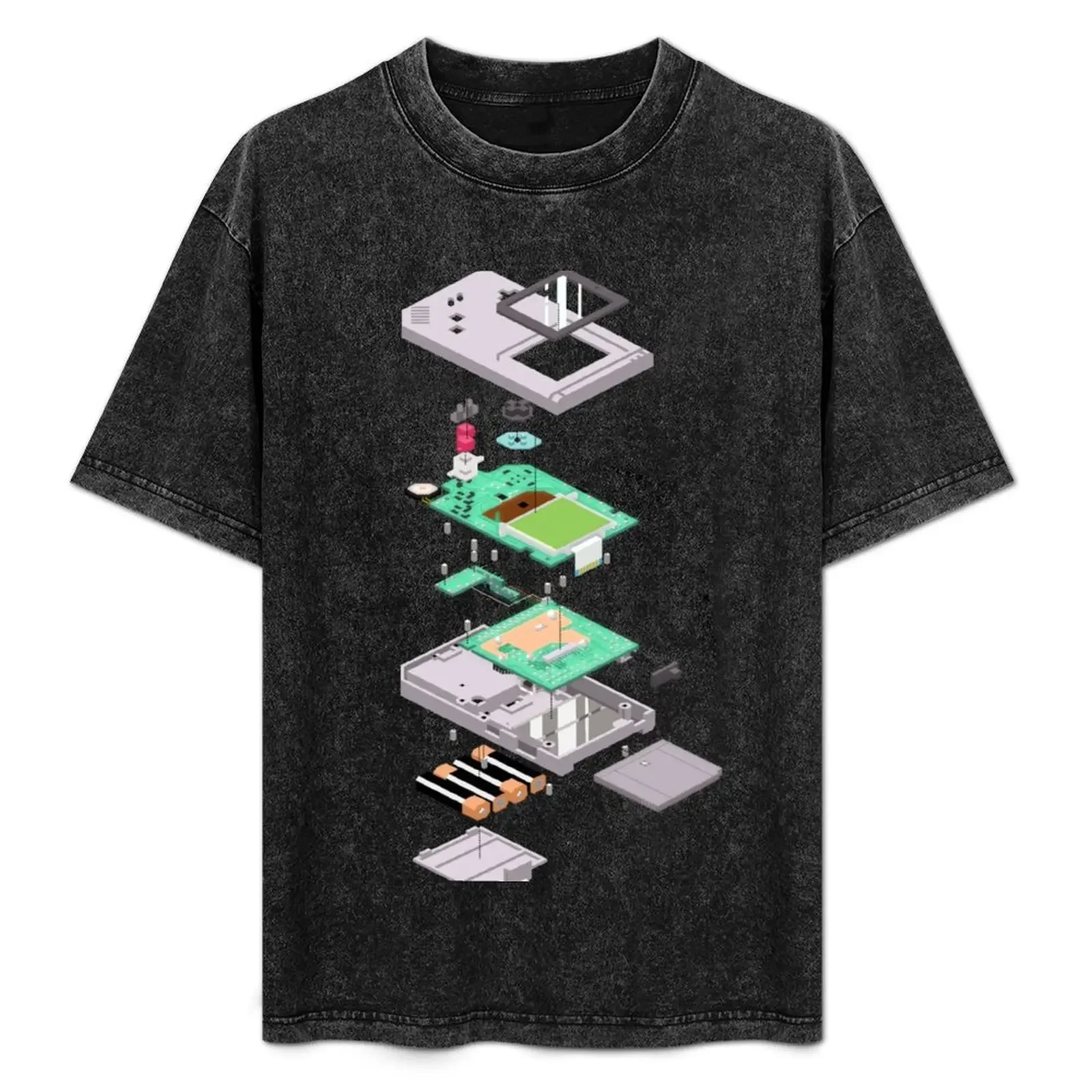 Lowpoly Vector Gameboy DMG Isometric Explosion View T-Shirt anime stuff summer clothes heavyweights shirts men graphic