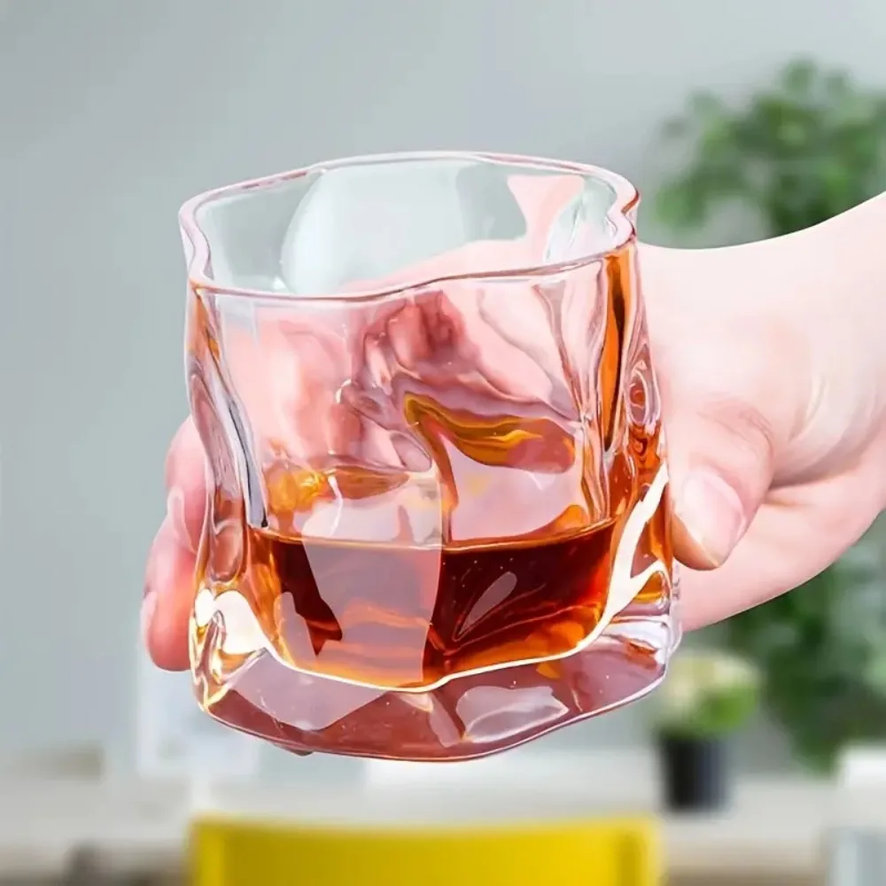 1pc 200ML Creative Whisky Glasses Heat-resistant Glass Cup Twist Tumbler for Scotch Bourbon Cognac Ideal Valentine\'s Day Gifts