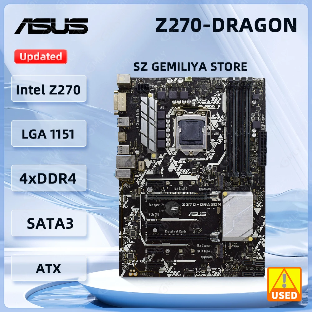 ASUS Z270-DRAGON Motherboard  Intel Z270 LGA 1151 DDR4 64GB support Core i3-6100 6300 7300 7400 7600 7700 G3930 cpu  M.2 ATX