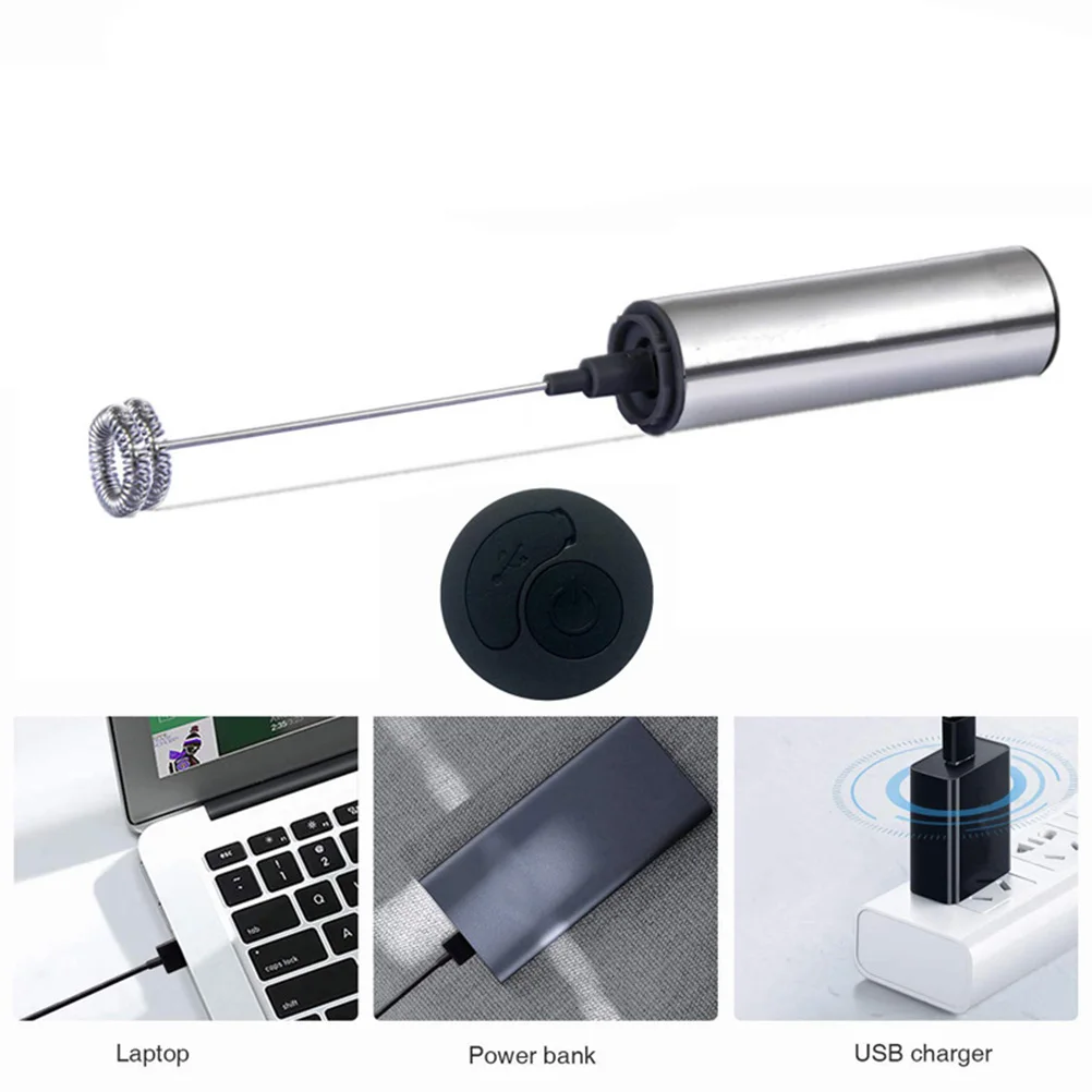 

1 H held Electric Milk Frother USB Coffee Mixer Egg Beater Foam Machine Accessories Stainless Steel Low Noise Three