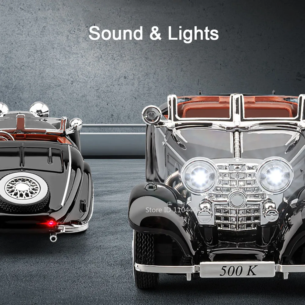 Modèle de voiture en alliage moulé sous pression 1:32 500K 300SL, jouets, son et lumière, portes rétractables, roue avant ouverte, véhicule de direction, cadeau pour garçon à collectionner