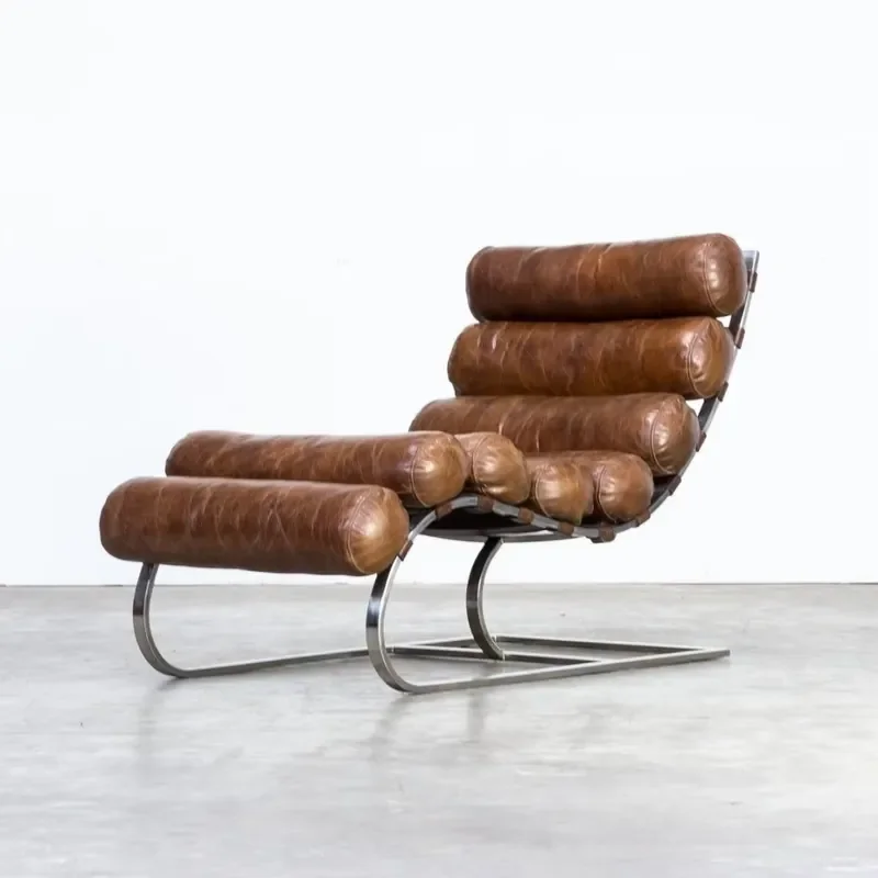 

Vintage Retro Industrial Aviator Chair Real Leather Sofa for Dining and Living Room Loft Style Seat