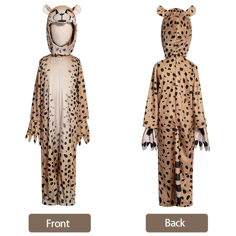 Luipaard Pak Schattige Dierenwereld Voor Kinderen Halloween Cosplay Kostuum Carnaval Jumpsuit Meisjes Jongens Kinderdag Cadeau