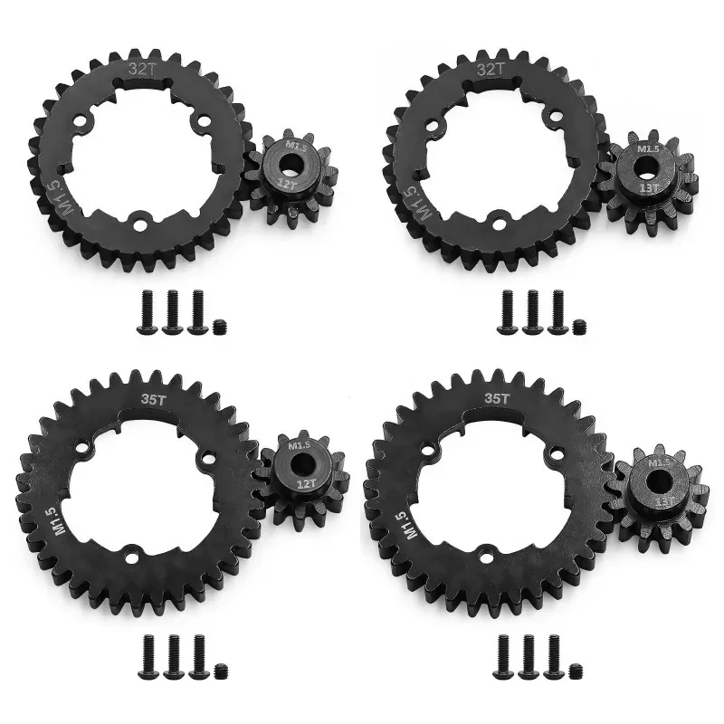 

2pcs Hardened Steel 1.5Mod 35T 32T Spur Gear and 12T 13T Pinion Gear Set for Trxs 1/5 X-Maxx XMAXX 1/6 XRT Upgrade Parts