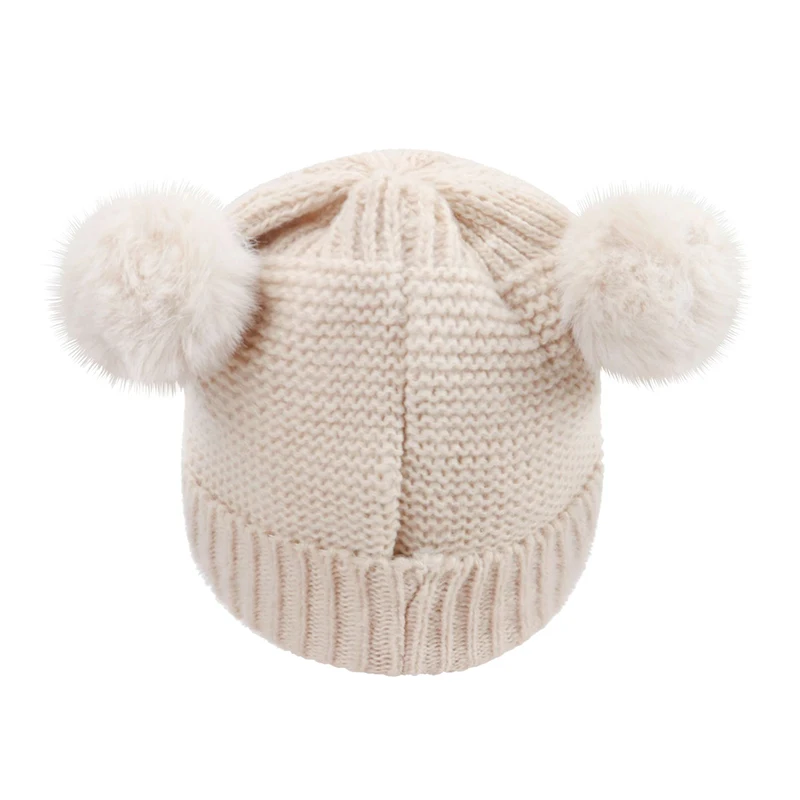 Baby Wool Hat Cute Fur Ball Ear Protection Hat Children Winter Thickened Warm Knitted Newborn Beanie Cap Infant Accessories