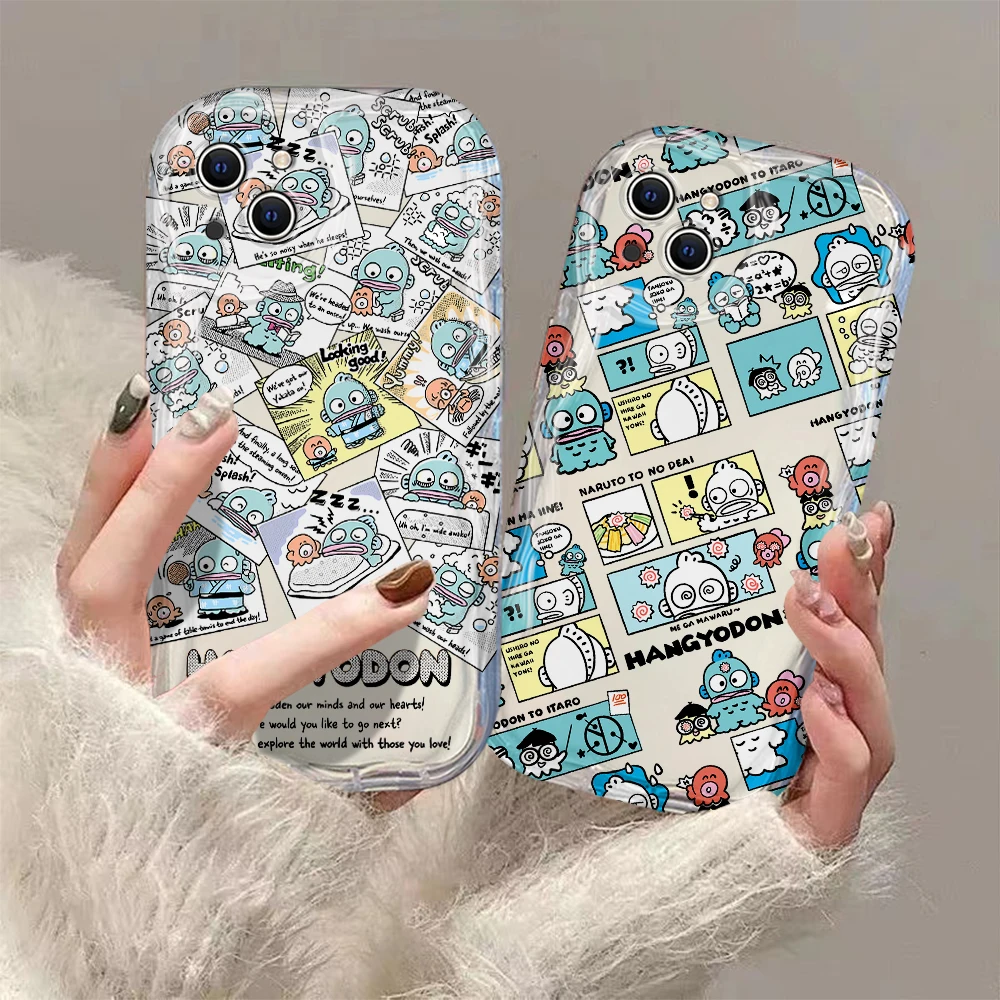 Sanrio Hangyodon 3D Wave Case for IPhone 15 14 13 12 11 Pro Max Mini X XR XSMAX 8 7 6S Plus Soft Silicone Cover