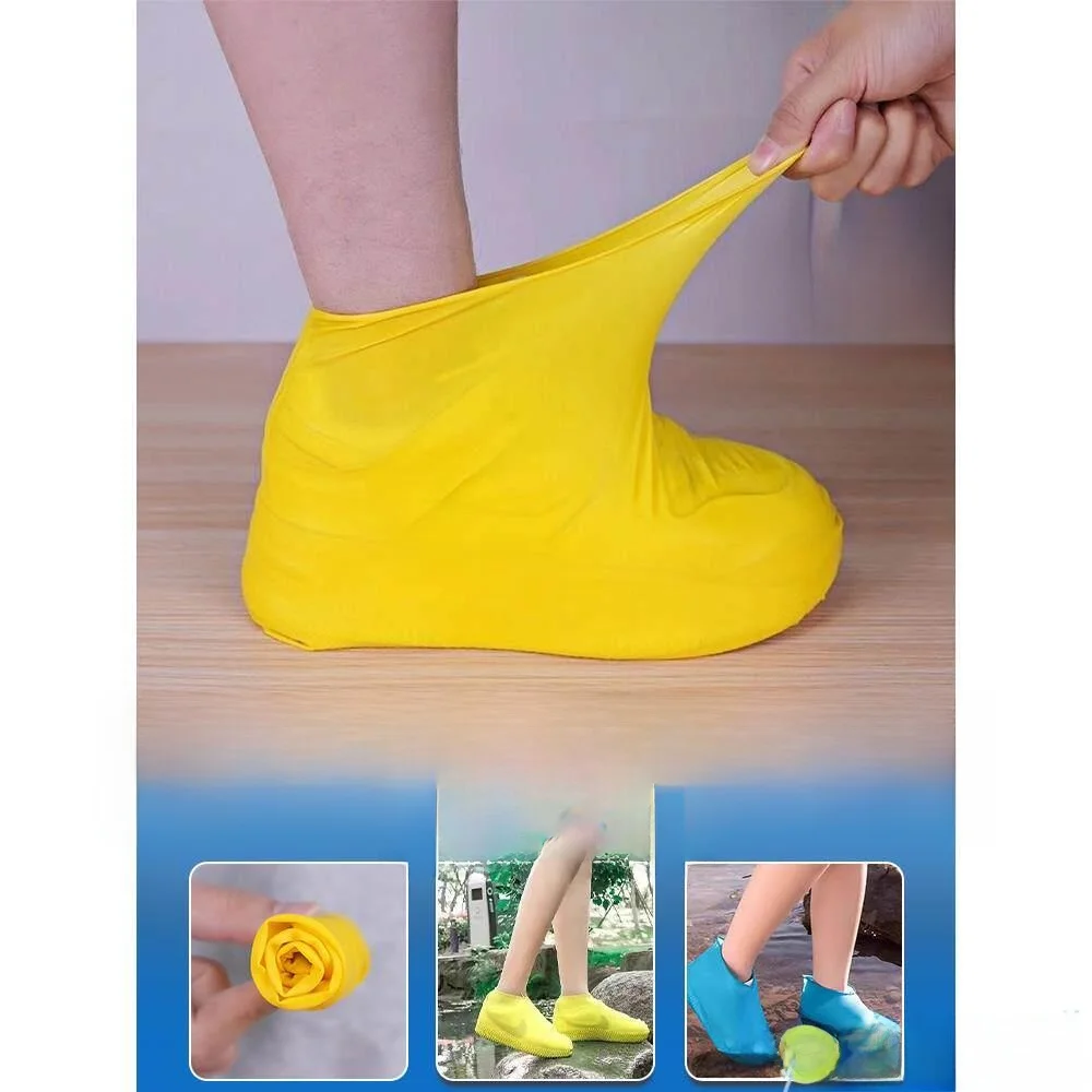 

Утолщенные водонепроницаемые латексные чехлы для обуви, противоскользящие, для мужчин, для улицы, для езды на велосипеде, прочные, водонепроницаемые чехлы для обуви от дождя