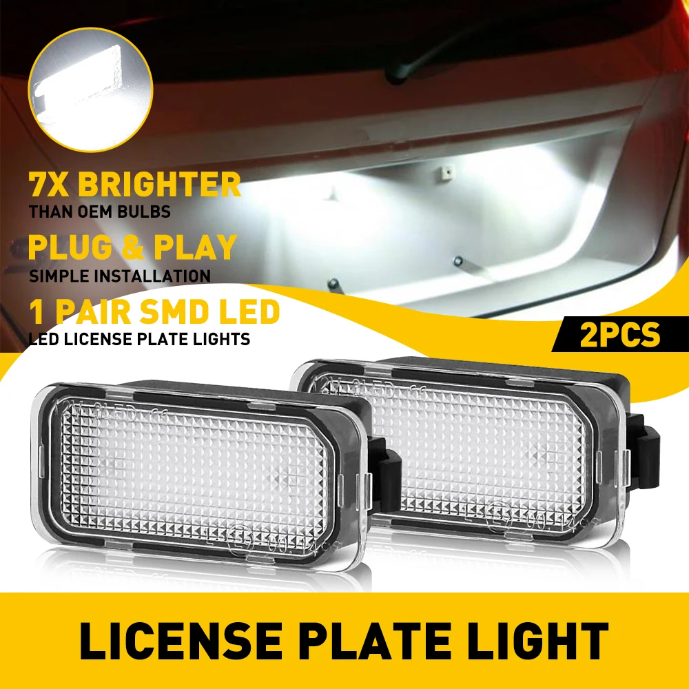 2Pcs Car License Plate Light LED Number Lamp Bulb For Ford C-Max Edge Ranger EcoSport Transit 150 250 350HD Connect Jaguar XJ XF