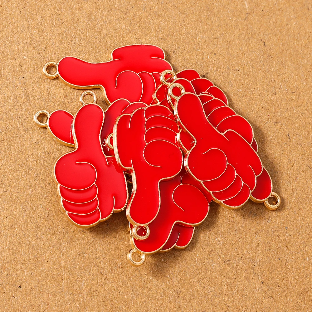 10 Uds. De nuevos colgantes esmaltados con forma de pulgar para hacer joyas, collar, pendientes, pulsera, suministros de accesorios hechos a mano DIY