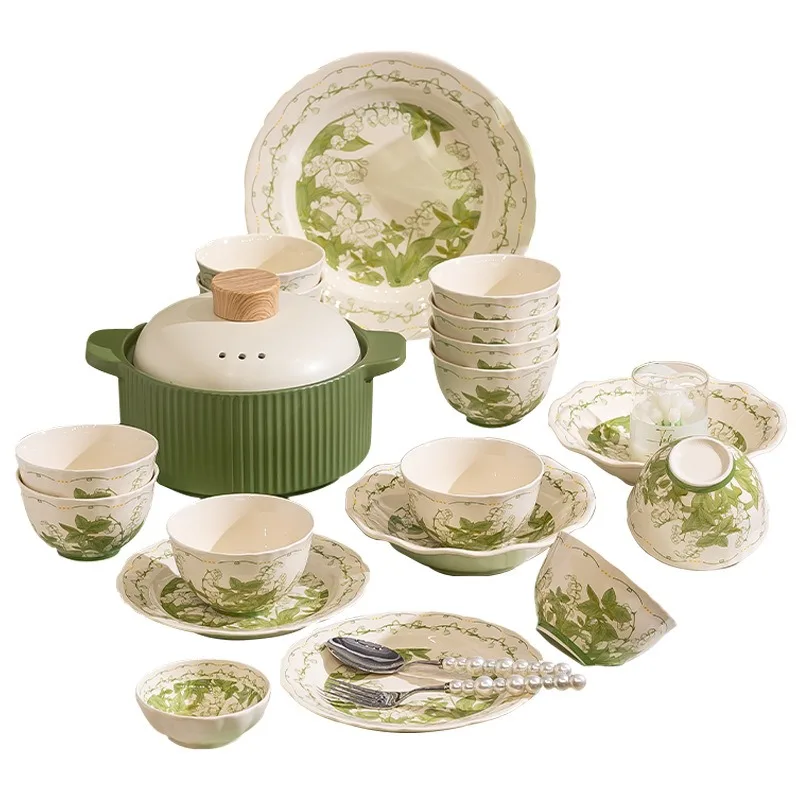 

Cream wind dishes set, household light luxury high-end high-value dishes