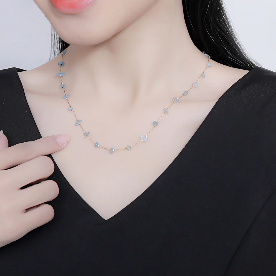 Natural Stone Chain  Necklace  for Women Fashion Jewelry on Neck Set  Party /Wedding Luxury Gift  Handwork Sweater Chian Femme