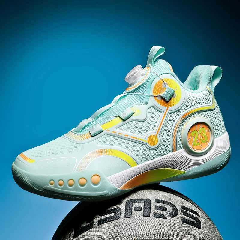 

Lightweight Breathable Men Basketball Shoes Size 31-45 Rotary Button Design Unisex Shoes Fashion Mixed Colors Casual Shoes