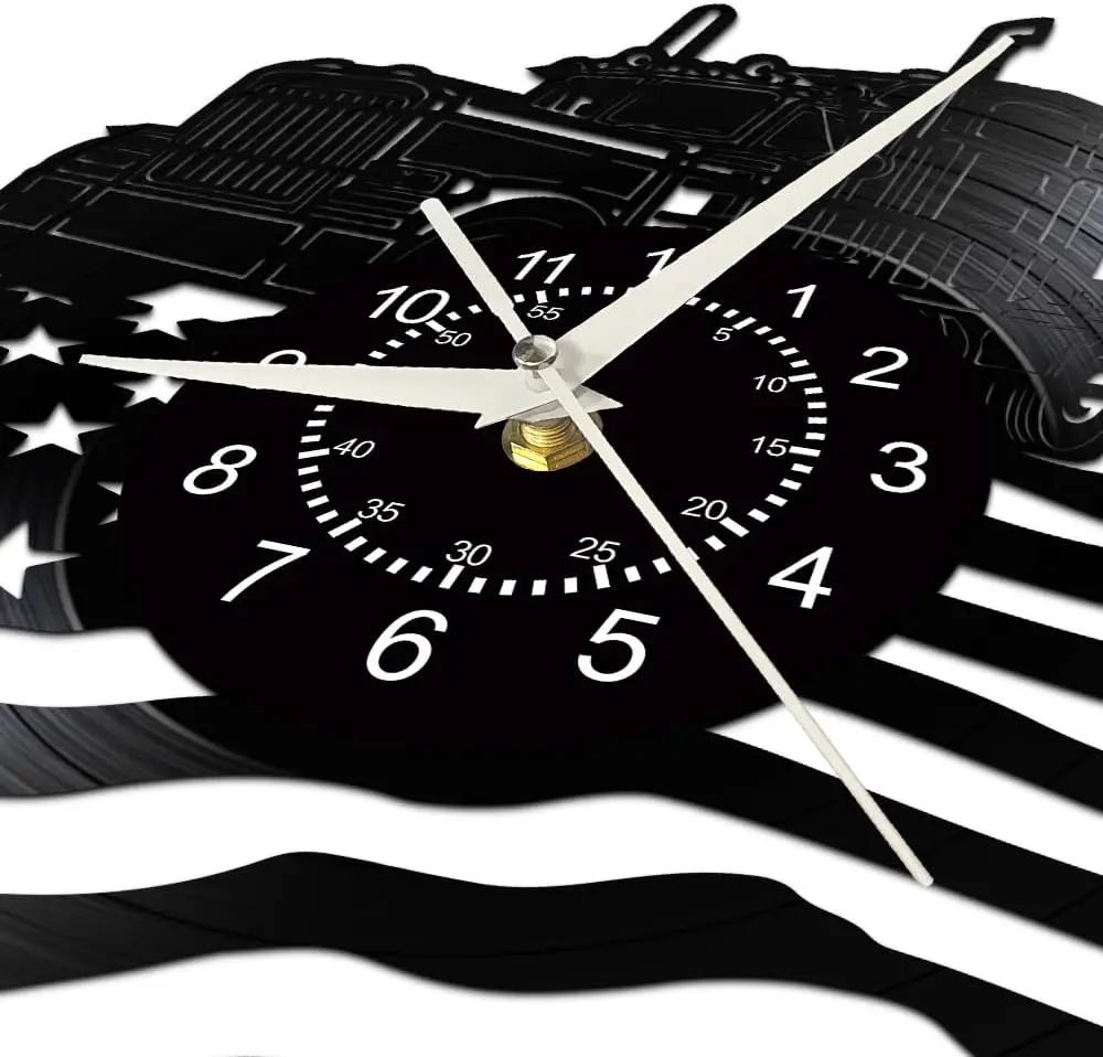 American Flag with A Truck Wall Clock Modern Home Decoration LED Vinyl Record Clock Silent Military Soldiers Gift Wall Watch