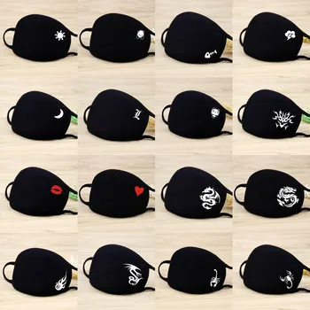 1PC noir coton masque Anti-poussière lavable dessin animé Expression dents moufle visage respirateur Anti Kpop ours bouche masque réutilisable masque