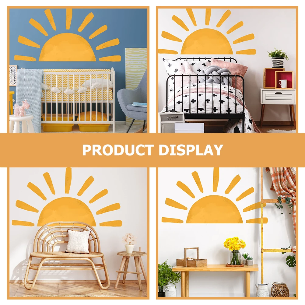 

Sun Wall Decals Half Sun Kids Room Decor Removable PVC Vinyl Stickers Living Nursery Bedroom Wall Art Cartoon Style Warm