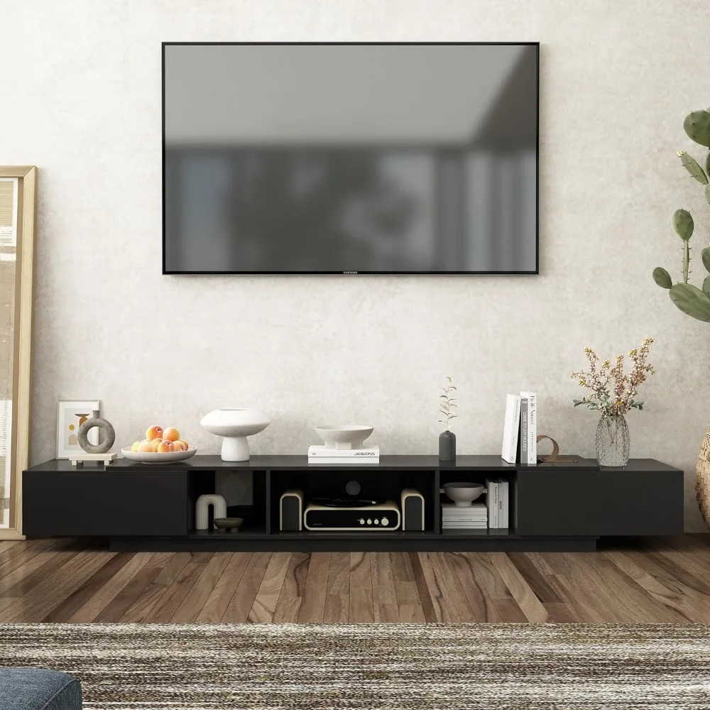 AIEGLE Modern TV Stand for 100+ Inch TVs, Entertainment Center with 2 Drawers & Shelves, Large Media Console Table TV Cabinet