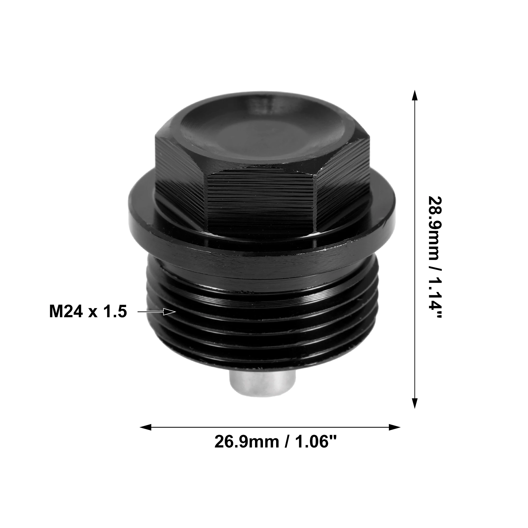 UXCELL 2 Set M24x1.5 Vehicle Engine Oil Drain Plug Magnetic Aluminum Alloy Oil Drain Sump Screw with 2 Washer for Car Black