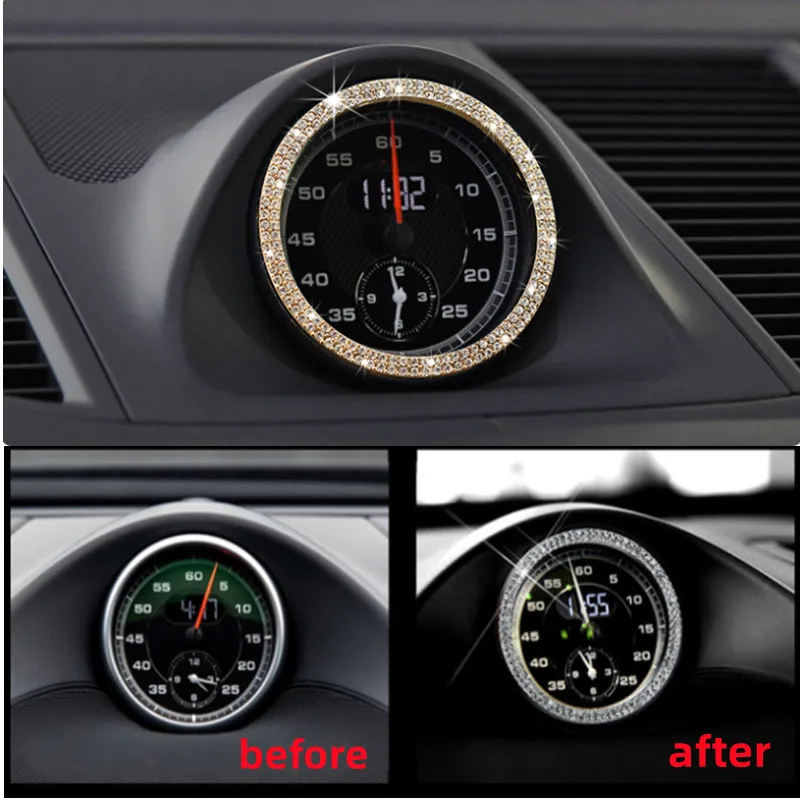 Car Console Clock Watches Time Decoration Ring Cover Accessories For Porsche 911 Cayenne Panamera Macan Boxster Cayman