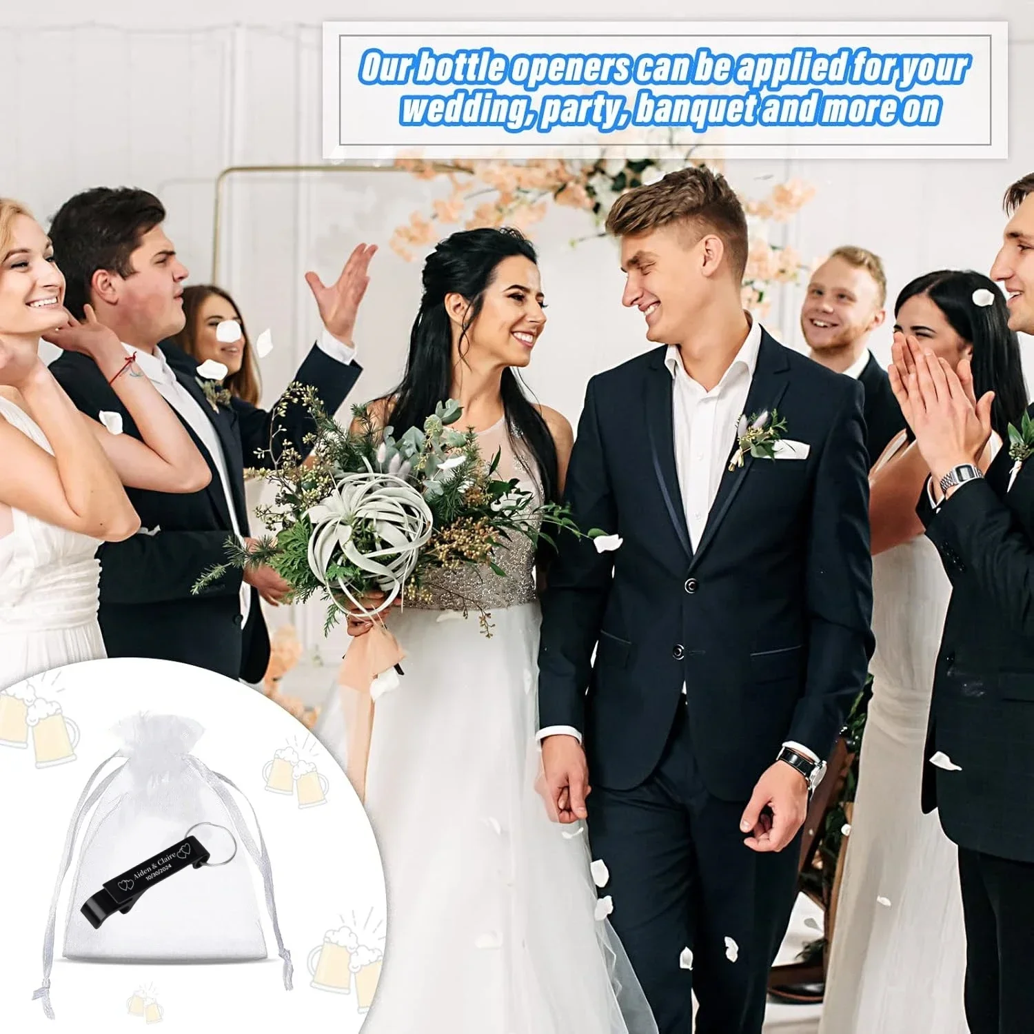 30-180Set Customizable Bottle Openers Thank You Wedding Favors for Guest Beer Opener Keychain for Birthday Baby Shower Souvenirs