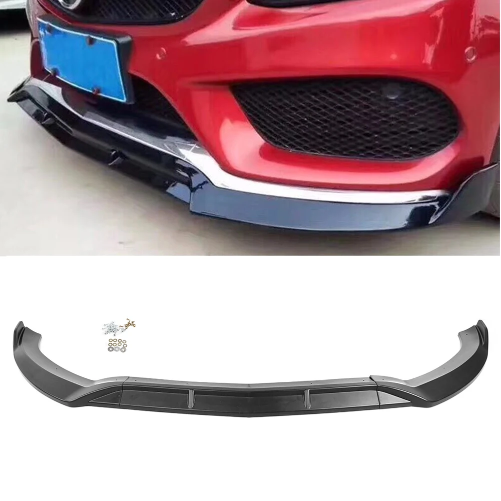 Car Front Bumper Lip Spoiler Trim Body Kits For Mercedes Benz W205 C-Class C300 C200 C180 2015 2016 2017 2018 Matte Black