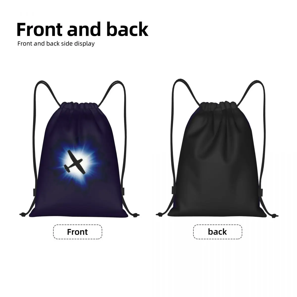 Custom Skyhawk Drawstring Backpack Bags Men Women Lightweight Aviation Airplane Gym Sports Sackpack Sacks for Training