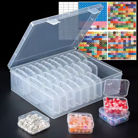 30 Grids 5D Diamond Painting Storage Box With 447 DMC Color Sticker Diamond Embroidery Tool Accessories Storage Box