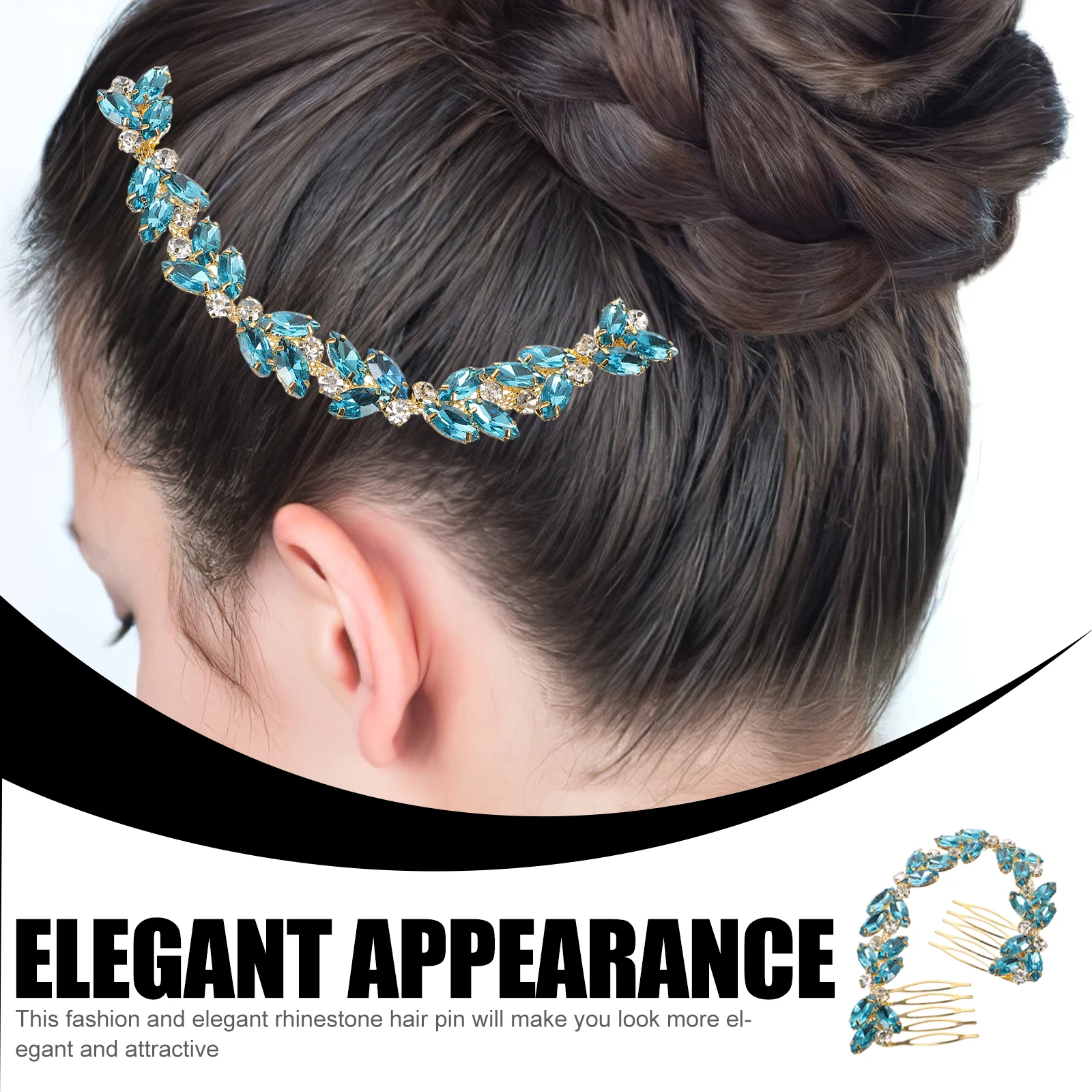 مشط زجاجي من حجر الراين أداة تصفيف دبوس الشعر الملفوف للنساء والفتيات وحفلات الزفاف وإكسسوارات الشعر وشوكة الشعر #1