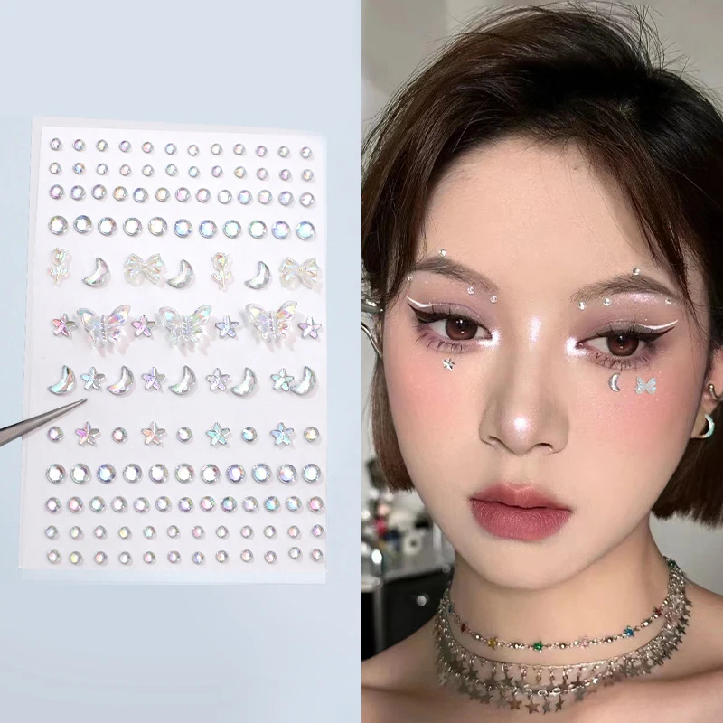 Maquillaje de moda ojos cara DIY gemas de cristal pegatinas 3D, decoración de uñas con diamantes de imitación pegatinas de sombra de ojos 1 Juego