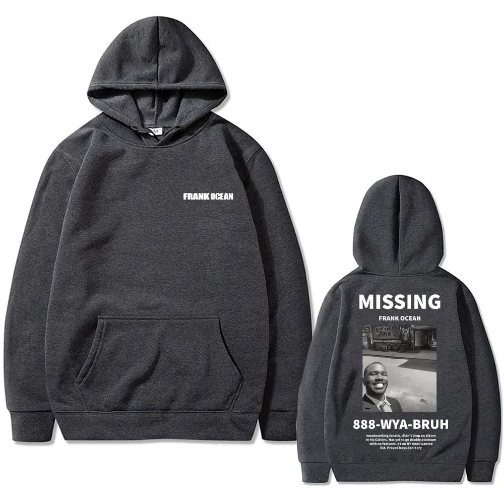 Rapper masculino Frank Missing Hoodie de grandes dimensões, streetwear masculino, roupas casuais, vintage, oceano, hip-hop, loiro, moda