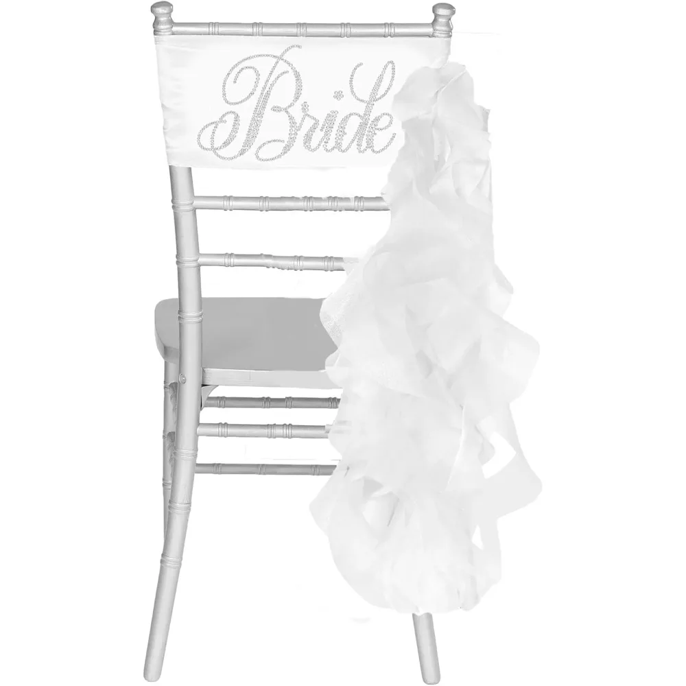 

украшения для свадебного стула со стразами - настоящие хрустальные стразы, кокетливый стул невесты, лента из спандекса и шифоновые рюши - свадебное шоу