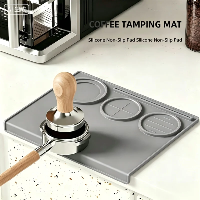 Food Grade Silicone Coffee Tamper Mat and Pad Set - Thickened Barista Accessory Tool for Powder Pressing and Holder Base